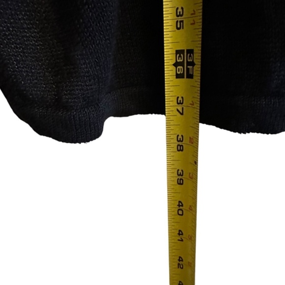 J Jill Black Long Length Cardigan Sweater Womens M Linen Blend Slits Minimalist - Picture 9 of 14